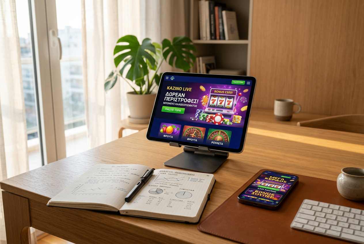 Digital evaluation of online casino offers on a tablet