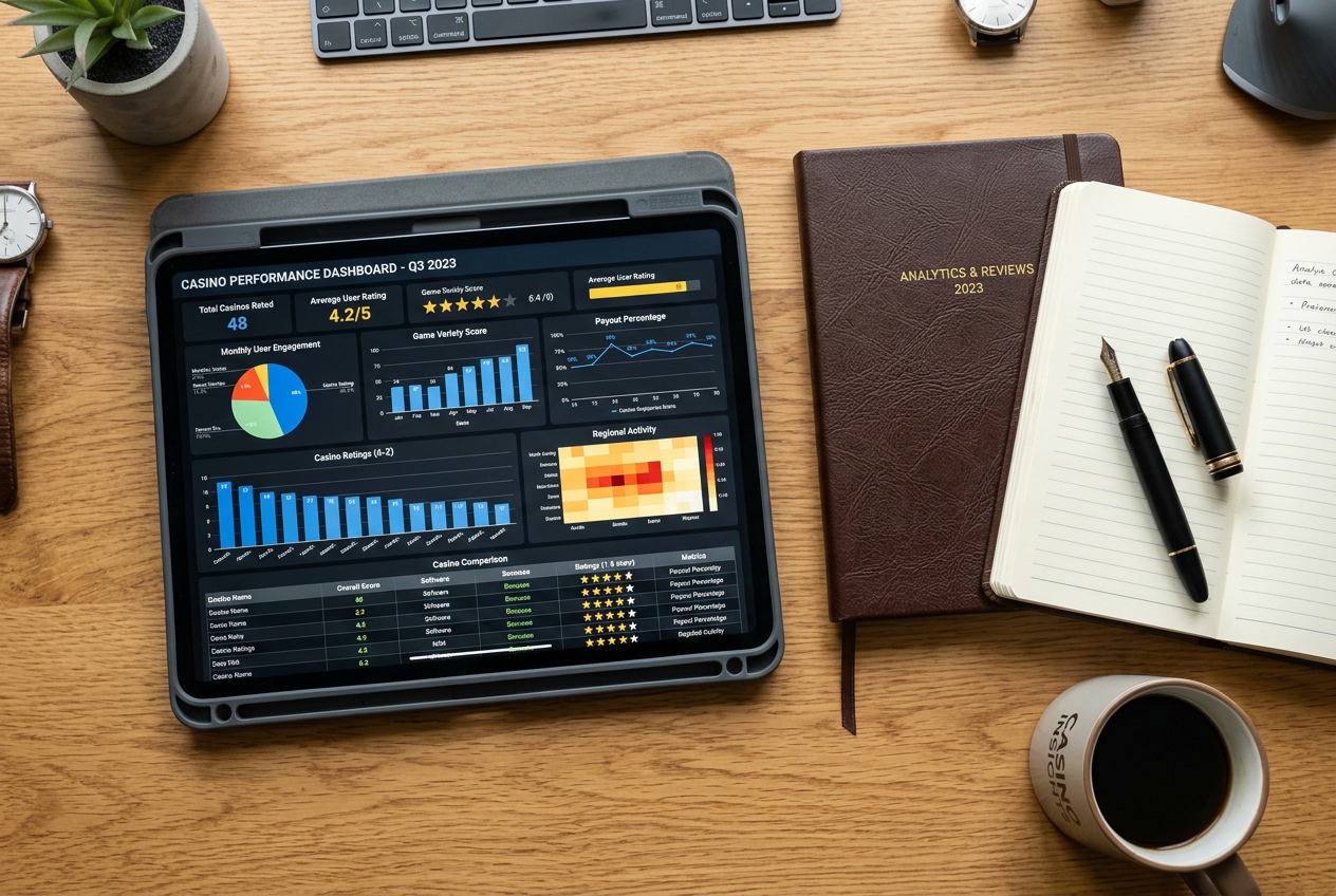 Επαγγελματικός χώρος εργασίας με tablet που δείχνει δεδομένα αξιολόγησης.
